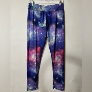 Zone Pro Blue, Pink, Purple Cosmic Galaxy Print Leggings Size X-Large